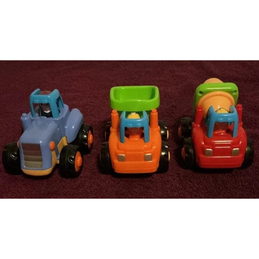 Huile 3 Pcs Friction Powered  Push and Go Trucks Construction And Tractor Cars